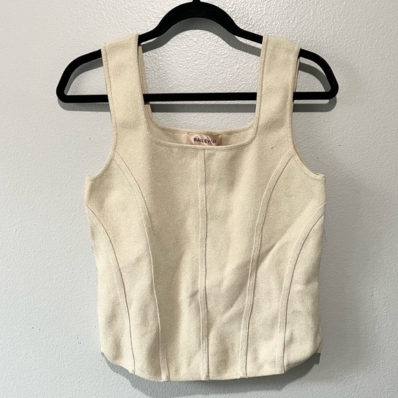 BAILEY/44-NWT Nude Neutral Light Tan Sleeveless Sparkly Top Size L - Picture 1 of 5